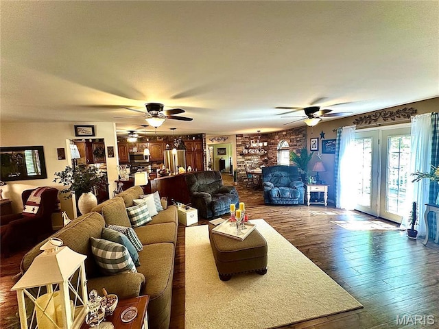 13 Montauk Ct, Leadington, MO 63601 - living room with a ceiling fan and hardwood / wood-style flooring