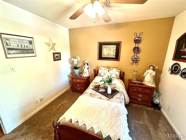 13 Montauk Ct, Leadington, MO 63601 - bedroom featuring dark colored carpet, baseboards, and ceiling fan