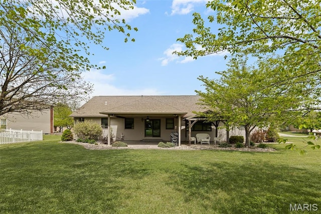 3708 Rhetts Lndg, Shiloh, IL 62221 - back of house with a patio, ceiling fan, and roof with shingles