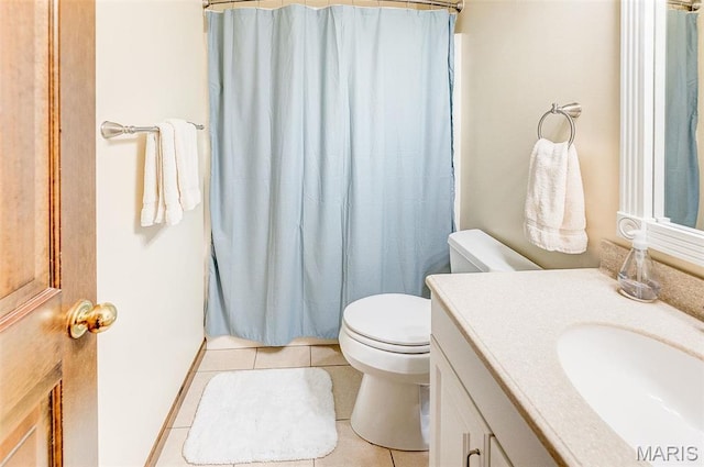 3708 Rhetts Lndg, Shiloh, IL 62221 - bathroom with tile patterned floors, toilet, vanity, and curtained shower