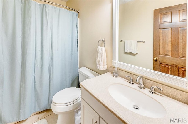 3708 Rhetts Lndg, Shiloh, IL 62221 - bathroom featuring toilet, tile patterned floors, vanity, and a shower with curtain