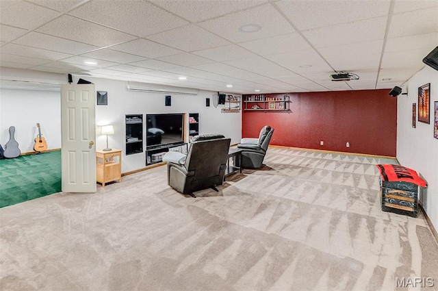 3708 Rhetts Lndg, Shiloh, IL 62221 - living room featuring carpet, a paneled ceiling, baseboards, and recessed lighting