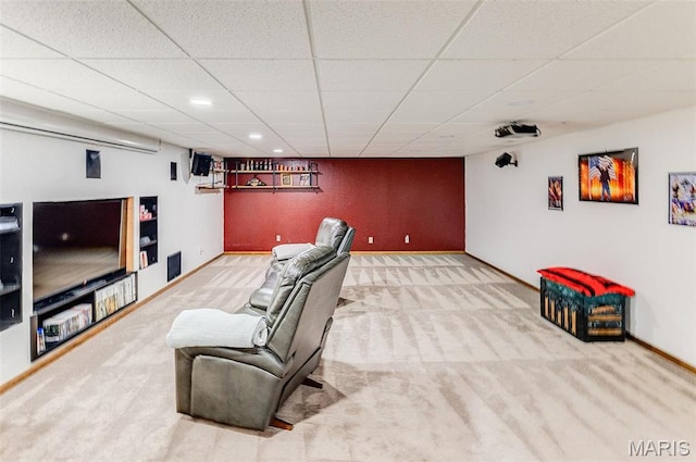 3708 Rhetts Lndg, Shiloh, IL 62221 - living room with carpet floors, baseboards, a paneled ceiling, and recessed lighting