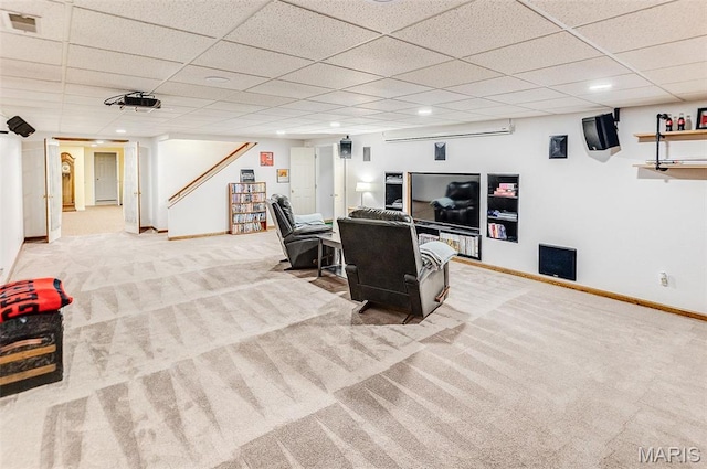 3708 Rhetts Lndg, Shiloh, IL 62221 - living area featuring carpet floors, a paneled ceiling, baseboards, and recessed lighting
