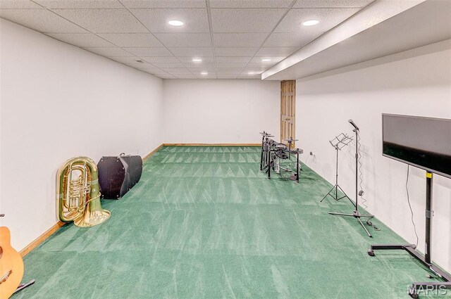 3708 Rhetts Lndg, Shiloh, IL 62221 - exercise room with carpet, recessed lighting, baseboards, and a drop ceiling