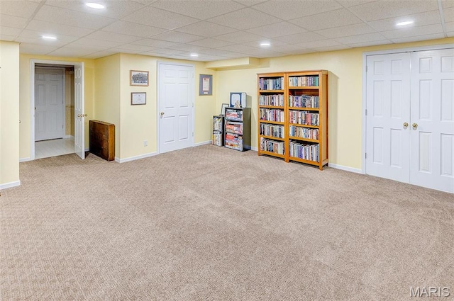 3708 Rhetts Lndg, Shiloh, IL 62221 - finished below grade area with carpet, baseboards, recessed lighting, and a drop ceiling