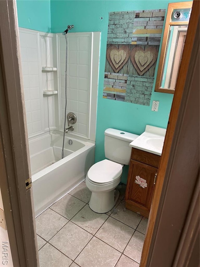 2145 Freckles Dr, High Ridge, MO 63049 - bathroom with vanity, tile patterned flooring, toilet, and  shower combination