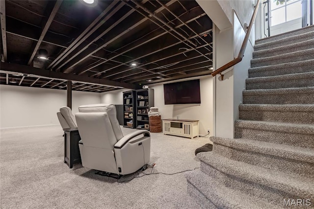 home theater room featuring carpet
