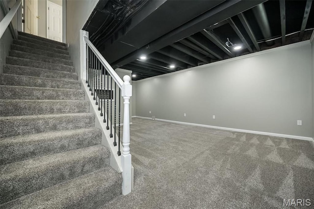 5541 Wavecrest Cir, Saint Charles, MO 63304 - finished basement with baseboards, stairs, and carpet flooring