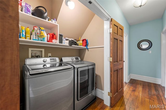 2612 S Compton Ave, Saint Louis, MO 63118 - washroom with separate washer and dryer and wood-type flooring