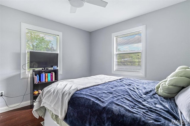 5259 US Highway 61, Bloomsdale, MO 63627 - bedroom featuring wood finished floors, multiple windows, baseboards, and ceiling fan