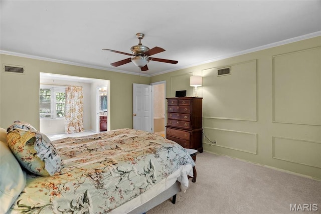 19 Sackston Woods Ln, Saint Louis, MO 63141 - carpeted bedroom featuring crown molding and a ceiling fan