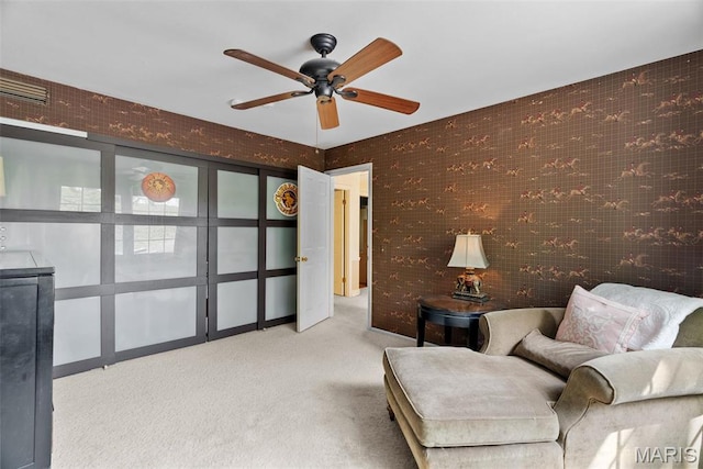 19 Sackston Woods Ln, Saint Louis, MO 63141 - living area with a ceiling fan and carpet flooring
