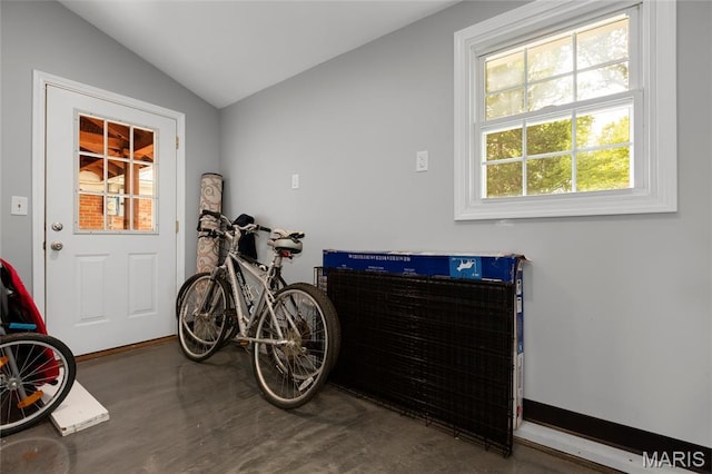 1345 Cheshire Ln, Webster Groves, MO 63119 - miscellaneous room featuring vaulted ceiling and wood finished floors