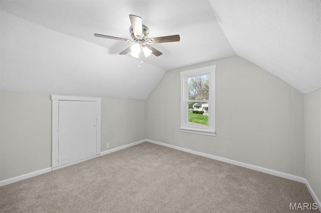 315 Meister St, Collinsville, IL 62234 - additional living space featuring carpet flooring, lofted ceiling, baseboards, and ceiling fan
