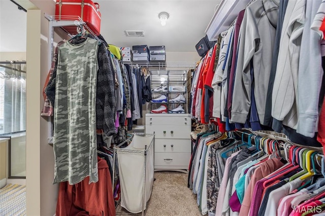 spacious closet featuring carpet floors