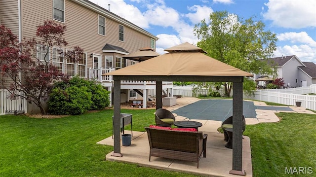 view of patio / terrace featuring a gazebo