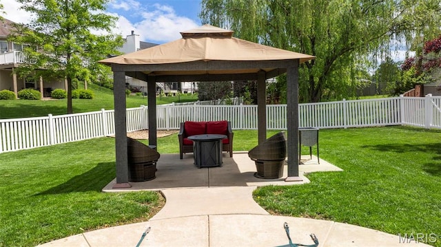 view of yard with a gazebo and a patio area