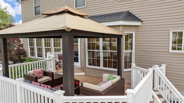 25 Jacobs Ct, Saint Peters, MO 63376 - deck with outdoor lounge area and a gazebo