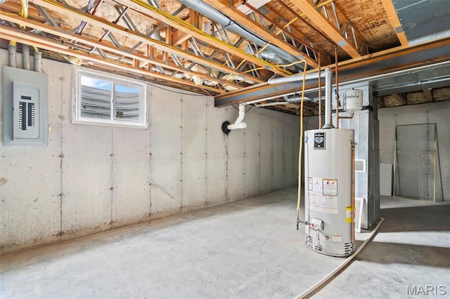 705 Fulton St, Gillespie, IL 62033 - below grade area featuring electric panel and water heater