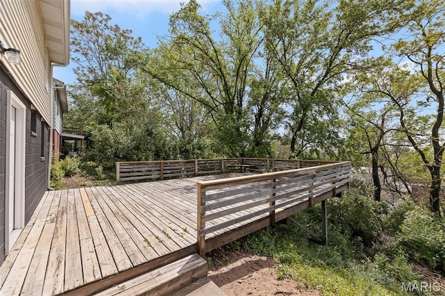 2619 Plainview Ter, Alton, IL 62002 - wooden deck featuring view of wooded area