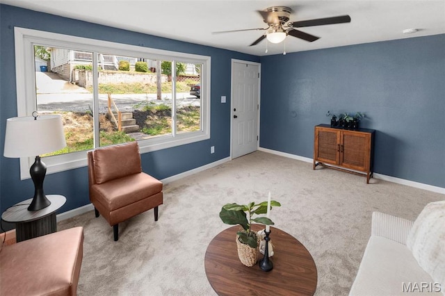 2619 Plainview Ter, Alton, IL 62002 - sitting room featuring plenty of natural light, ceiling fan, carpet floors, and baseboards