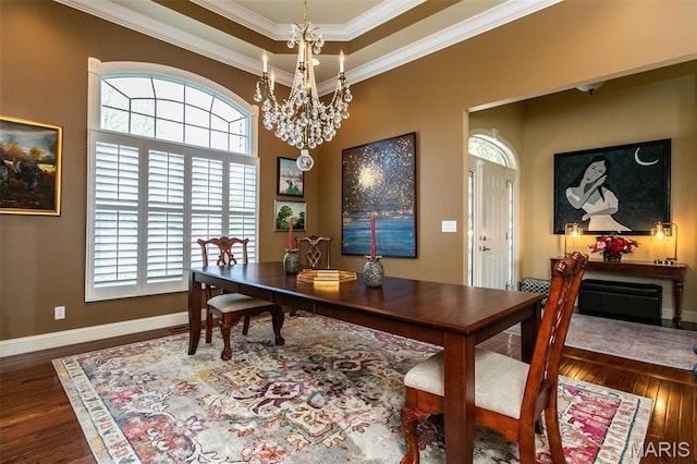 100 Waterfall Ct, Glen Carbon, IL 62034 - home office with a chandelier, wood finished floors, crown molding, and baseboards