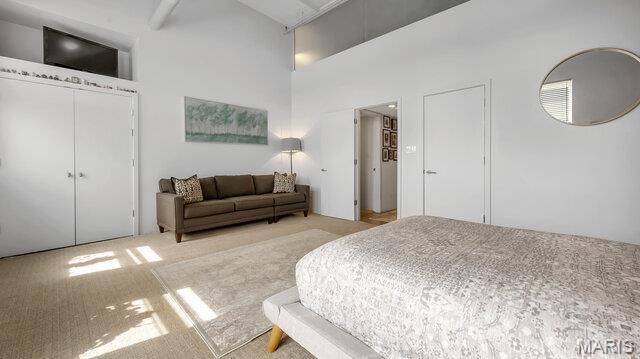 4100 Laclede Ave Unit 314, Saint Louis, MO 63108 - bedroom with carpet and a high ceiling