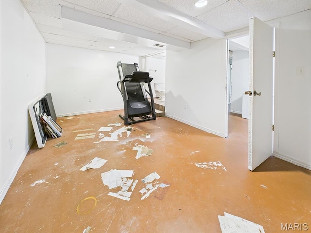 14075 Howard Ln, Dixon, MO 65459 - exercise area featuring baseboards and a drop ceiling