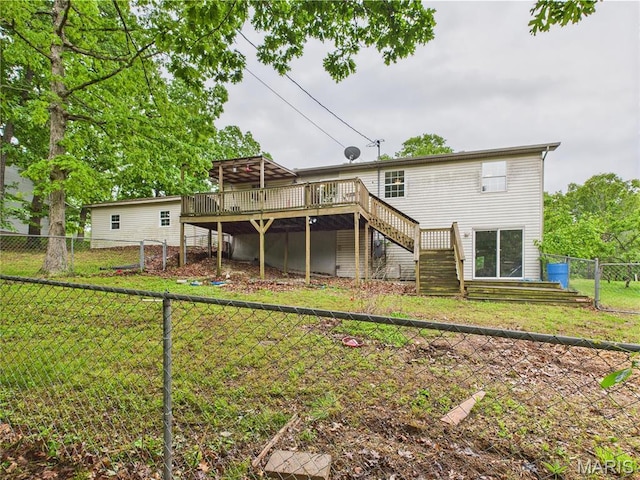 14075 Howard Ln, Dixon, MO 65459 - rear view of property with stairway, a deck, and a gate