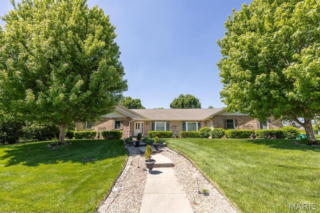 505 Turtle Creek Ct, Ofallon, IL 62269 - ranch-style house featuring a front yard and brick siding