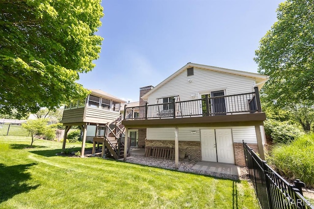 505 Turtle Creek Ct, Ofallon, IL 62269 - back of house with brick siding, stairs, and a deck