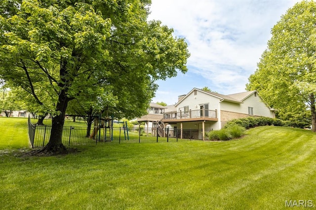 505 Turtle Creek Ct, Ofallon, IL 62269 - view of yard featuring a wooden deck