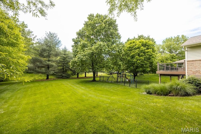 505 Turtle Creek Ct, Ofallon, IL 62269 - view of yard featuring a playground and a deck