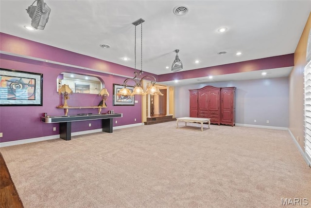 2048 Pontoon Rd, Granite City, IL 62040 - rec room featuring recessed lighting, baseboards, and carpet floors