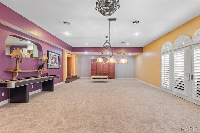 2048 Pontoon Rd, Granite City, IL 62040 - game room with carpet flooring, baseboards, recessed lighting, and arched walkways
