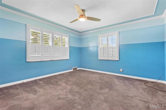 2048 Pontoon Rd, Granite City, IL 62040 - carpeted empty room with crown molding, ceiling fan, plenty of natural light, and baseboards