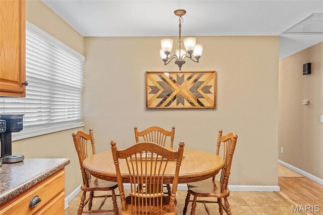 2212 Dawn Pl, Granite City, IL 62040 - dining space with a chandelier and baseboards