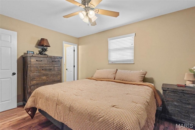 2212 Dawn Pl, Granite City, IL 62040 - bedroom with wood finished floors and a ceiling fan