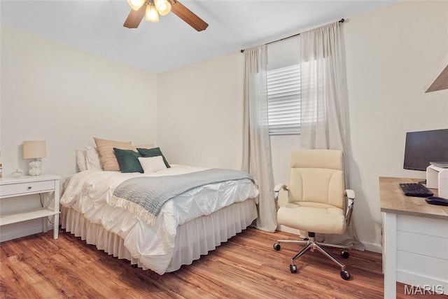 2212 Dawn Pl, Granite City, IL 62040 - bedroom featuring wood finished floors, an office area, and a ceiling fan