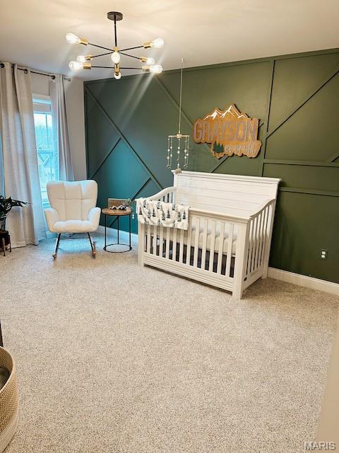 203 Chadwyck Cir, Herculaneum, MO 63048 - bedroom with a chandelier and a nursery area