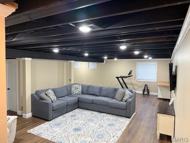 203 Chadwyck Cir, Herculaneum, MO 63048 - living area with baseboards and wood finished floors