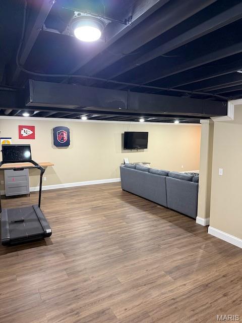 203 Chadwyck Cir, Herculaneum, MO 63048 - finished basement with baseboards and wood finished floors