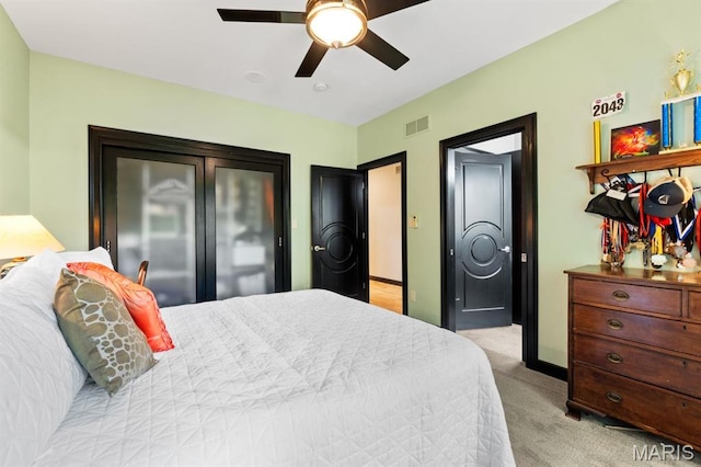 400 Gabriel Dr, Kirkwood, MO 63122 - bedroom featuring light carpet and a ceiling fan