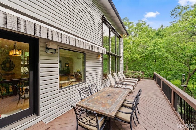 400 Gabriel Dr, Kirkwood, MO 63122 - wooden terrace with outdoor dining space