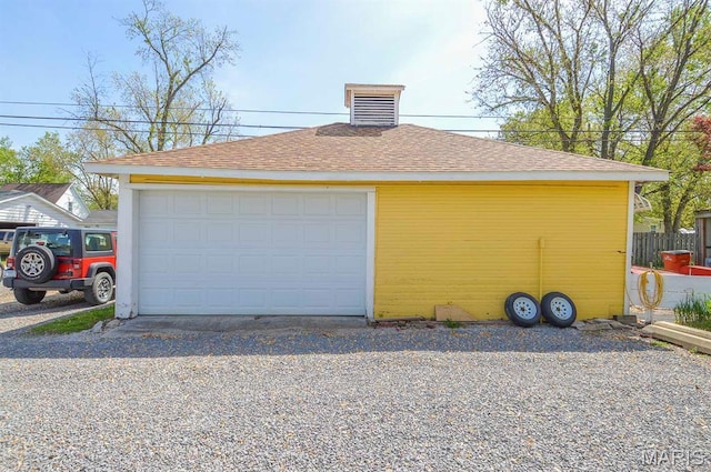 view of detached garage