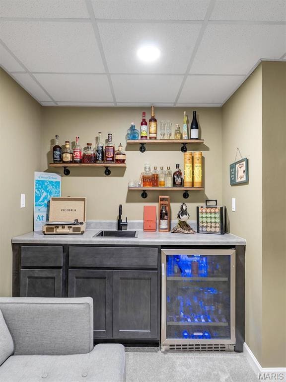 447 Omar Ct, Saint Peters, MO 63376 - indoor bar with beverage cooler and a paneled ceiling