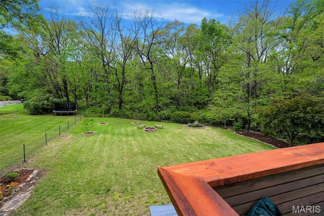 447 Omar Ct, Saint Peters, MO 63376 - view of yard with a trampoline and a fire pit