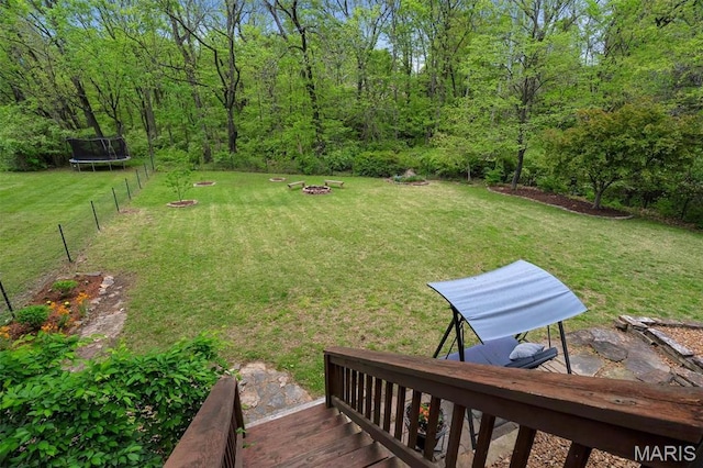447 Omar Ct, Saint Peters, MO 63376 - view of green lawn featuring a trampoline and a fire pit