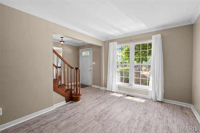 1439 Briarcreek Dr, Saint Louis, MO 63122 - foyer entrance featuring ornamental molding, stairway, and wood finished floors
